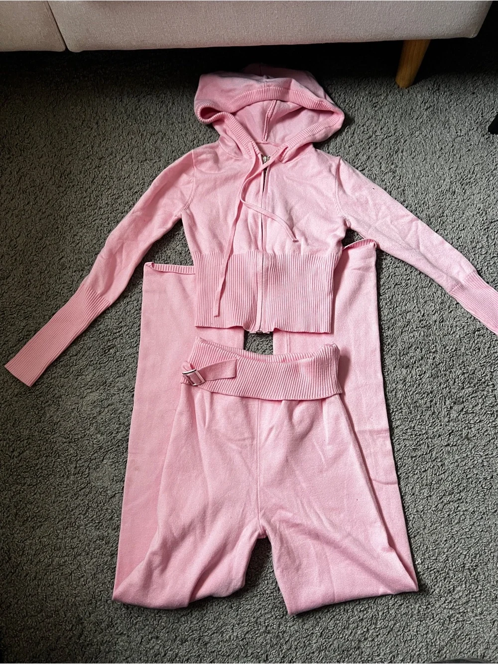 Knit Zip Up + Knit Flare Bottoms Matching Set